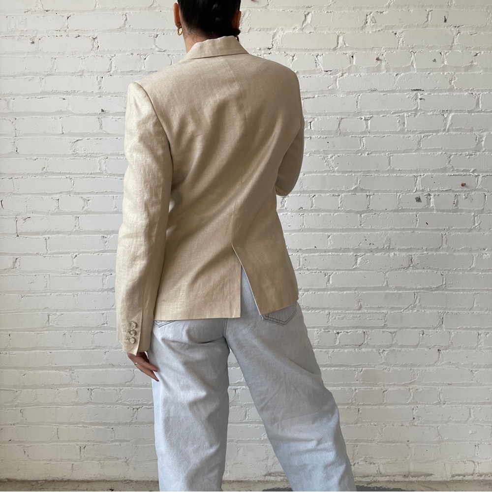 Vintage Calvin Klein Linen Beige Blazer with. Slight Shine - Picture 7 of 7